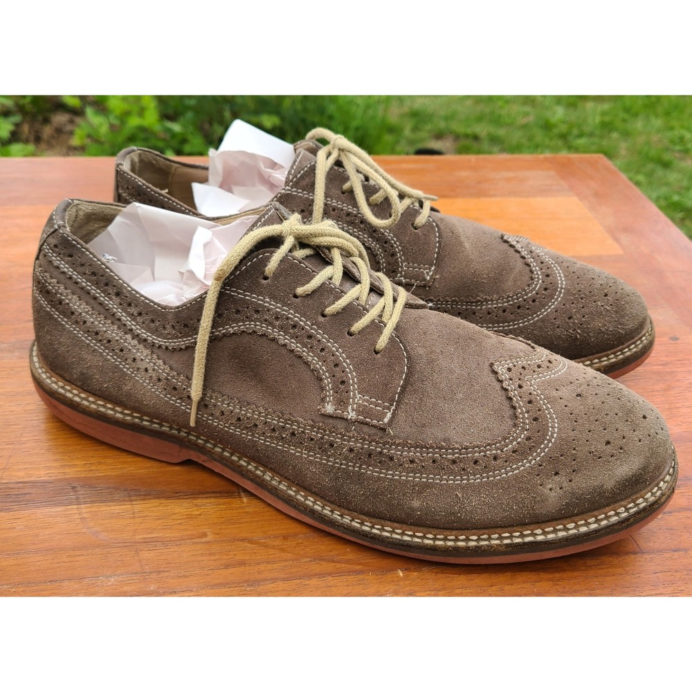 1901 Nordstrom US 10 Brown Suede Leather Wingtip Brogue Derby Classic Minimalist